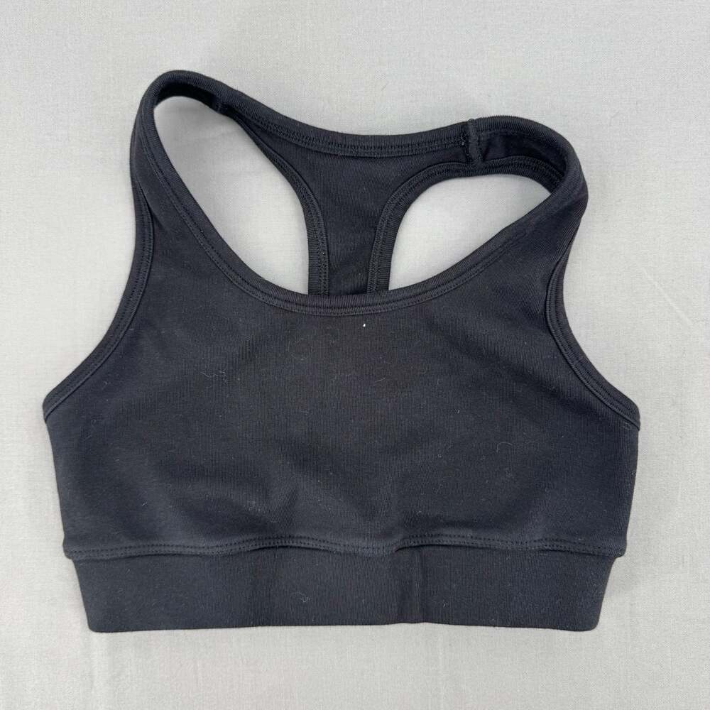 Happy Earth Organic Cotton Racerback Sports Bra Black Size S